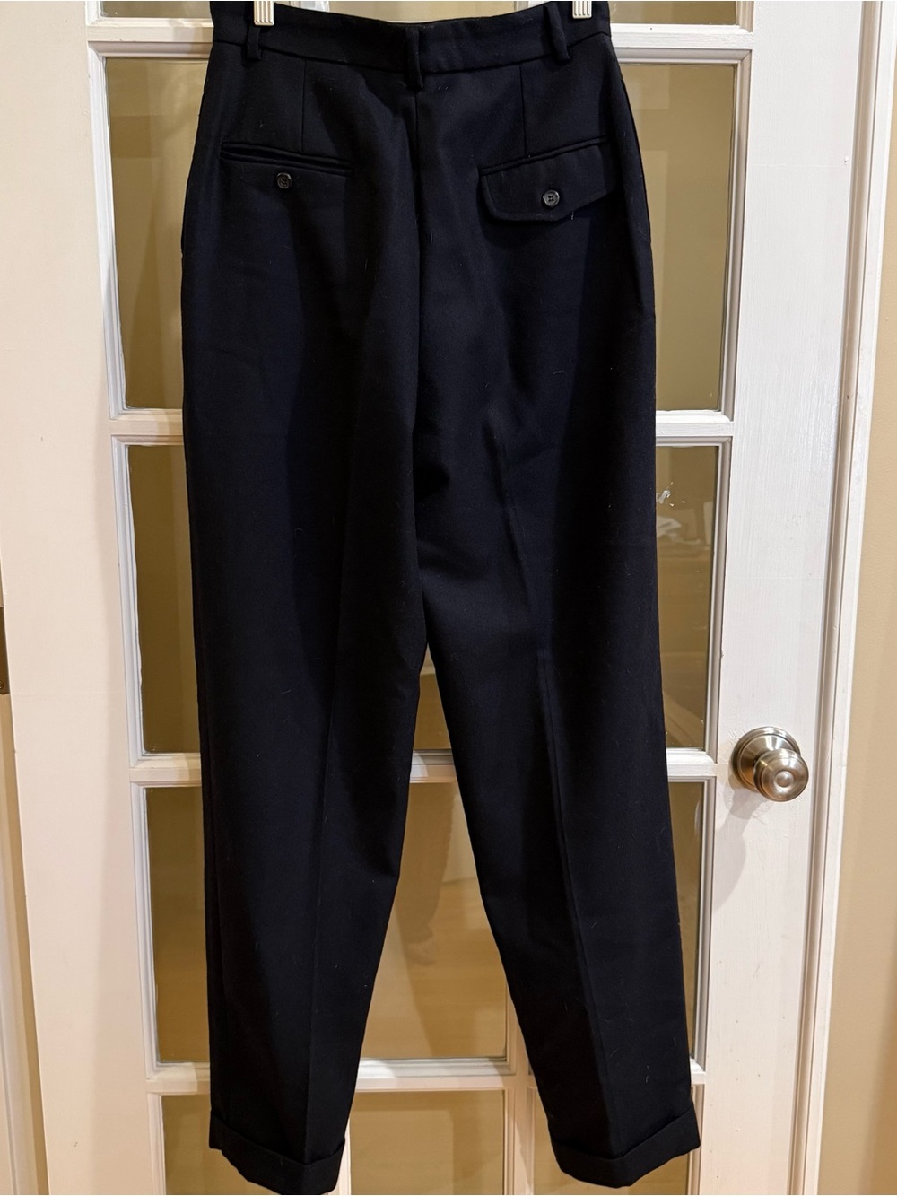 Ralph Lauren Vintage High Rise 100 Wool Trouser Pants Made in USA Black Pleated